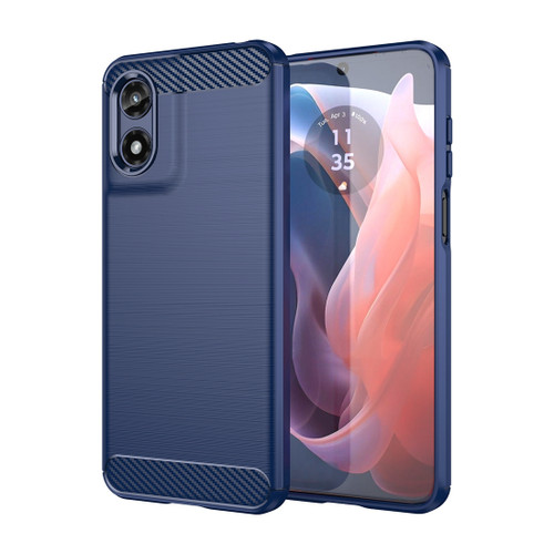 Moto G Play 2024 Carbon Fiber Brushed Texture TPU Phone Case - Blue